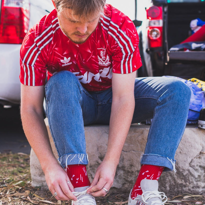 liverpool 89-91 home kit the final third socks